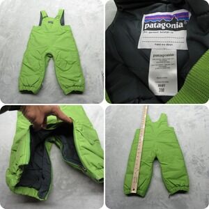 Patagonia Overalls Baby 3M Green Insulated Waterproof Full Zip‎ Leg Puff Rider